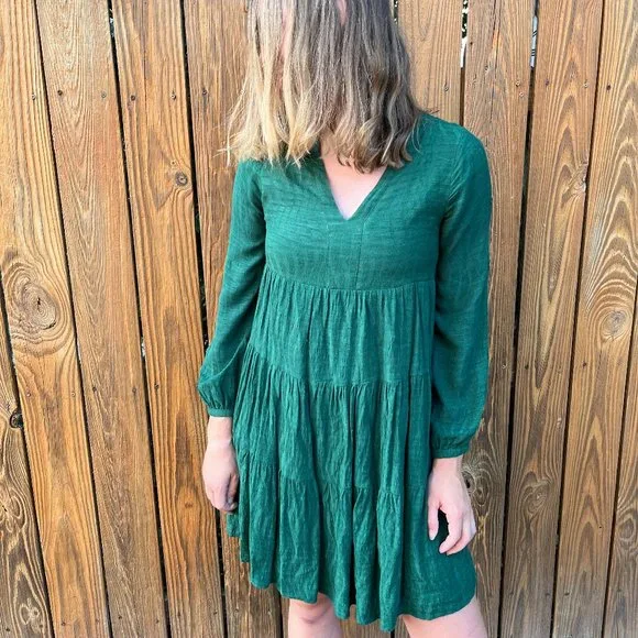 evergreen long sleeve dress Long-Sleeve Sadie Shift Dress in Evergreen | Color - Evergreen Ponte / XL main image 1